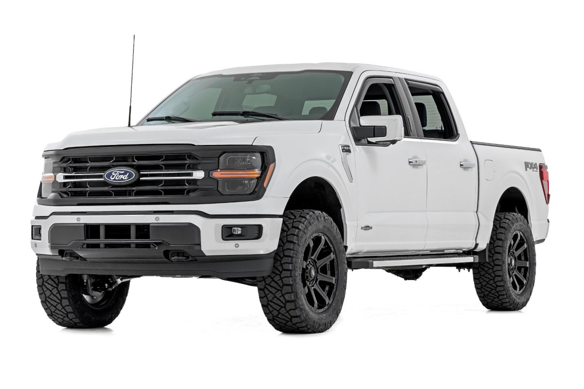 Ford F-150 Lightning Side Window Deflectors - Rough Country - In Channel Rain Guard - '22-'24